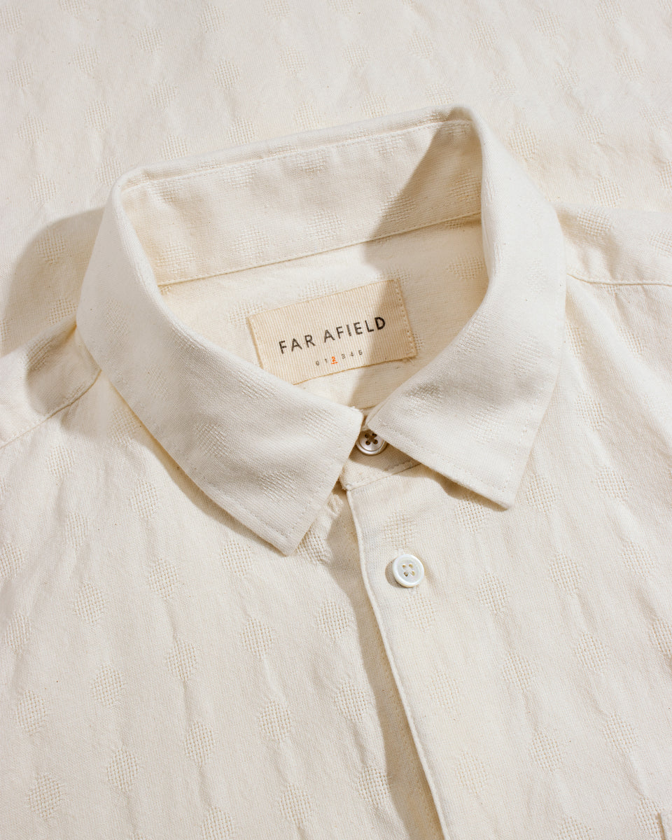 Far Afield Classic Shirt - Tonal Dobby - White-Men's Shirts-Brooklyn-Vancouver-Yaletown-Canada