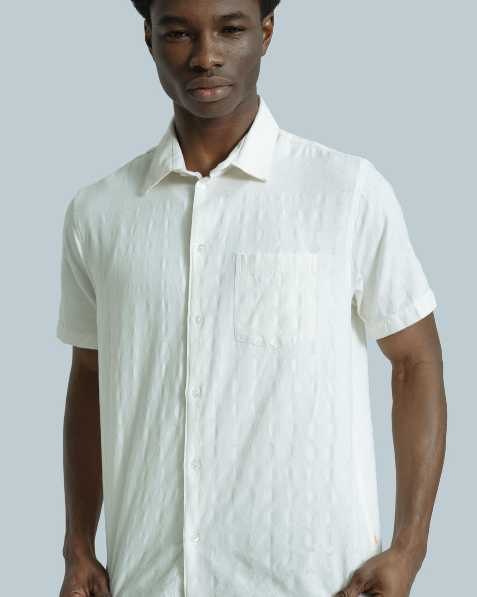 Far Afield Classic Shirt - Tonal Dobby - White-Men's Shirts-Brooklyn-Vancouver-Yaletown-Canada
