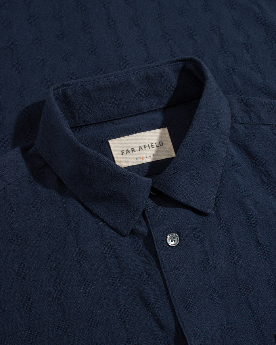 Far Afield Classic Shirt - Tonal Dobby - Blue-Men's Shirts-Brooklyn-Vancouver-Yaletown-Canada