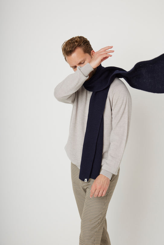Peregrine Porter Ribbed Scarf - Navy-Men&#39;s Accessories-Brooklyn-Vancouver-Yaletown-Canada