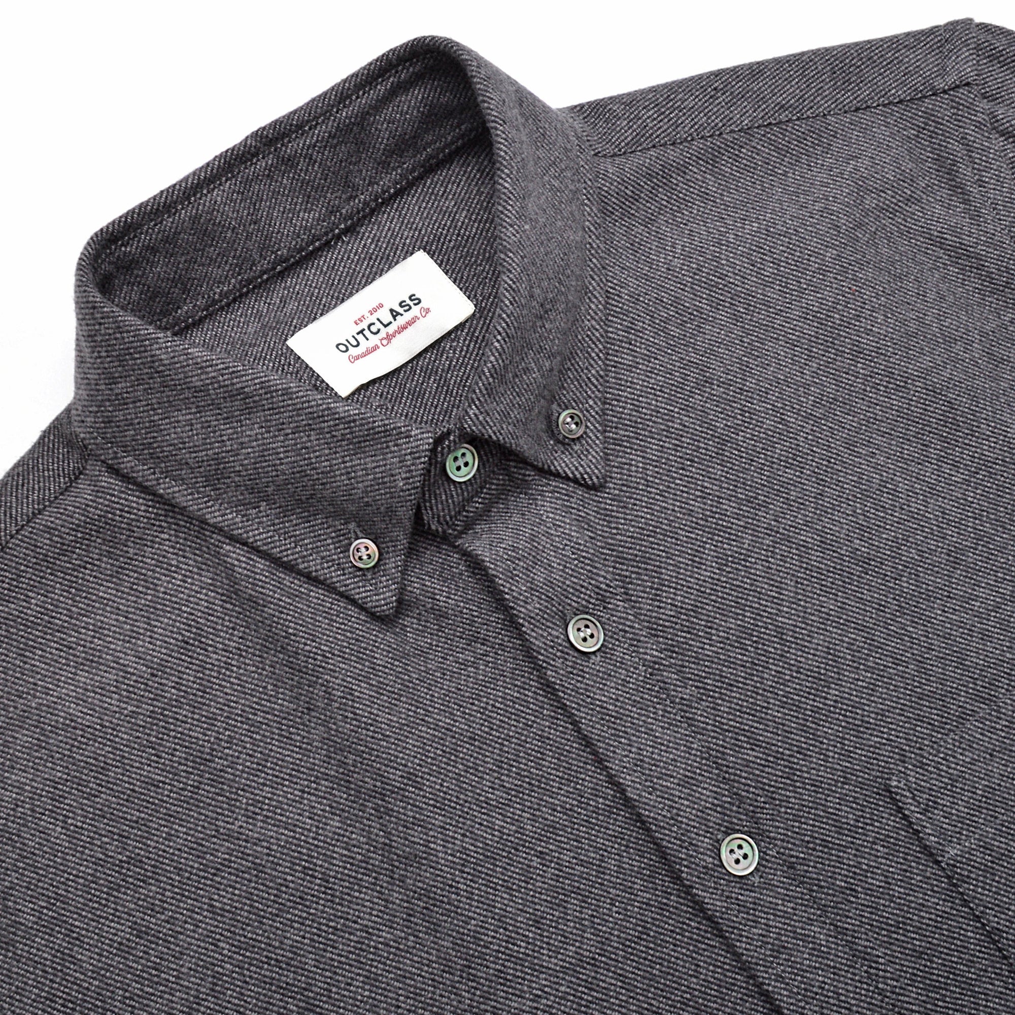 Outclass Flannel Classic Shirt - Grey Twill-Men&#39;s Shirts-Brooklyn-Vancouver-Yaletown-Canada