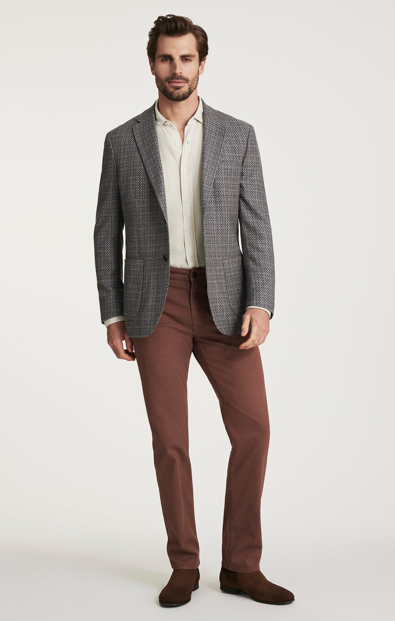 34 Heritage Matteo Mini Checked Blazer Dark Blue-Men&#39;s Blazers-Brooklyn-Vancouver-Yaletown-Canada