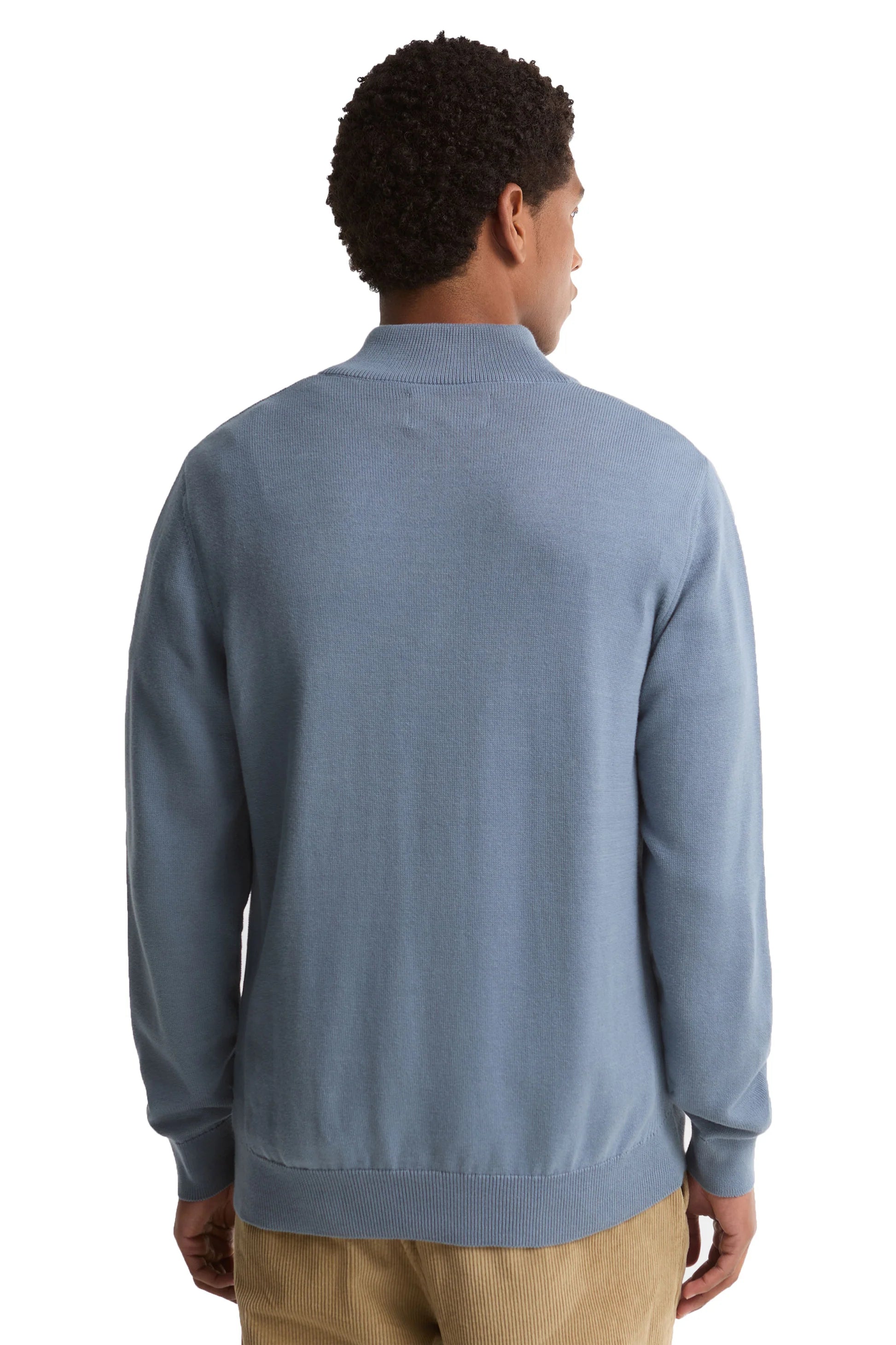 Barbour Cotton Half Zip Knitted Jumper - Tarn Blue-Men's Sweaters-Brooklyn-Vancouver-Yaletown-Canada
