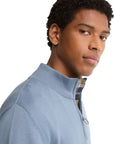 Barbour Cotton Half Zip Knitted Jumper - Tarn Blue-Men's Sweaters-Brooklyn-Vancouver-Yaletown-Canada