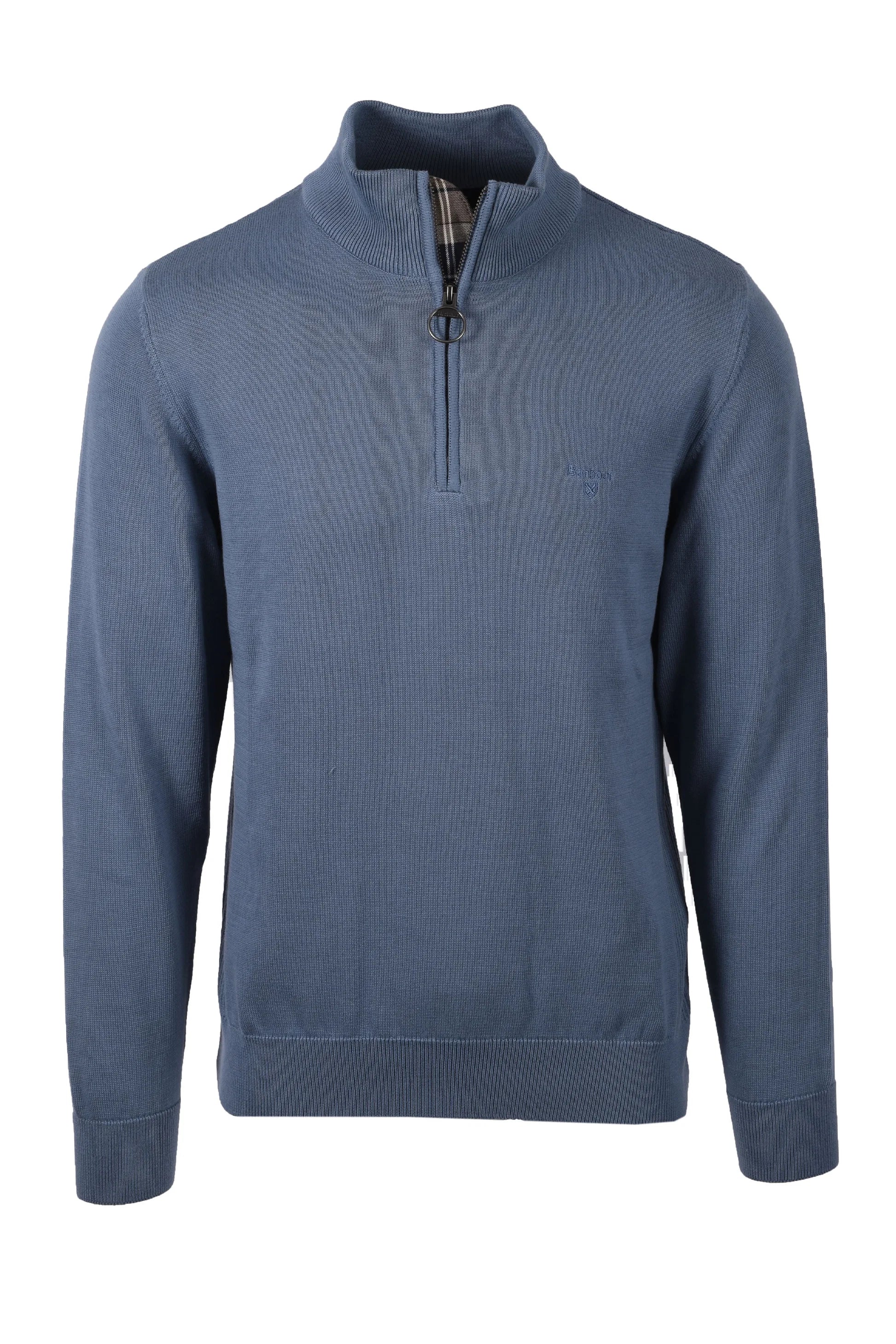 Barbour Cotton Half Zip Knitted Jumper - Tarn Blue-Men's Sweaters-Brooklyn-Vancouver-Yaletown-Canada