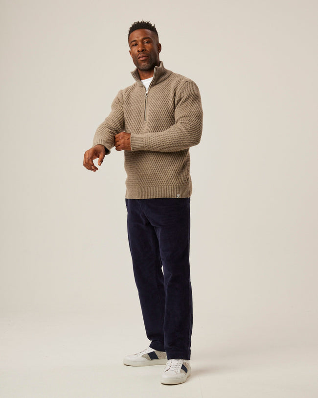 Peregrine Birchall Quarter Zip Jumper - Oak-Men&#39;s Sweaters-Brooklyn-Vancouver-Yaletown-Canada