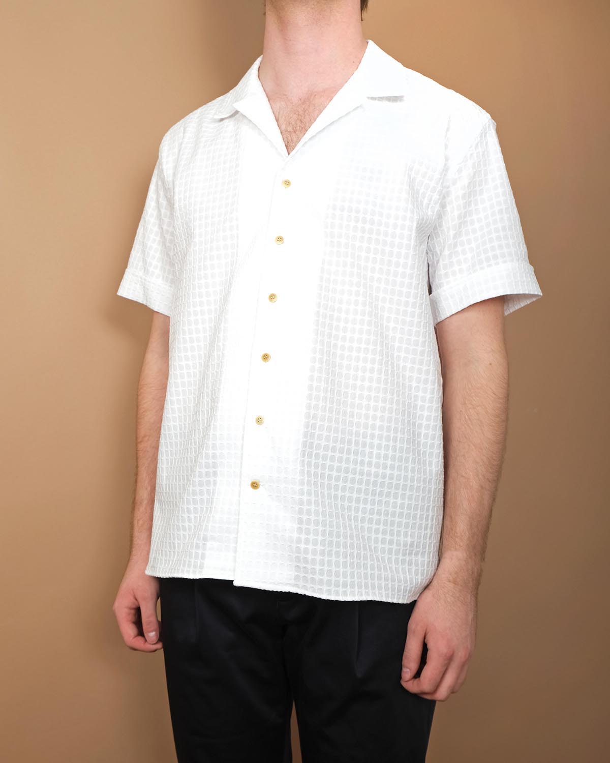 Outclass Jaquard Shirt Havana white-Men&#39;s Shirts-Brooklyn-Vancouver-Yaletown-Canada