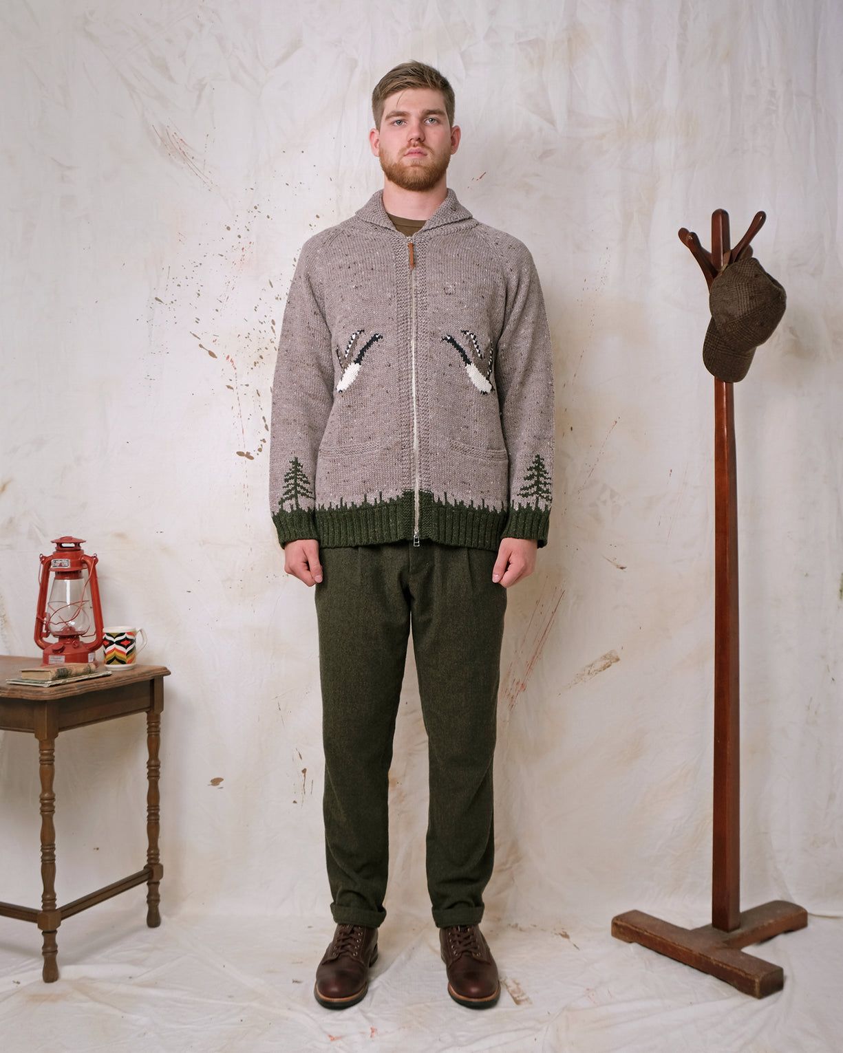 Outclass Zip Cardigan - Goose Motif-Men&#39;s Sweaters-Brooklyn-Vancouver-Yaletown-Canada