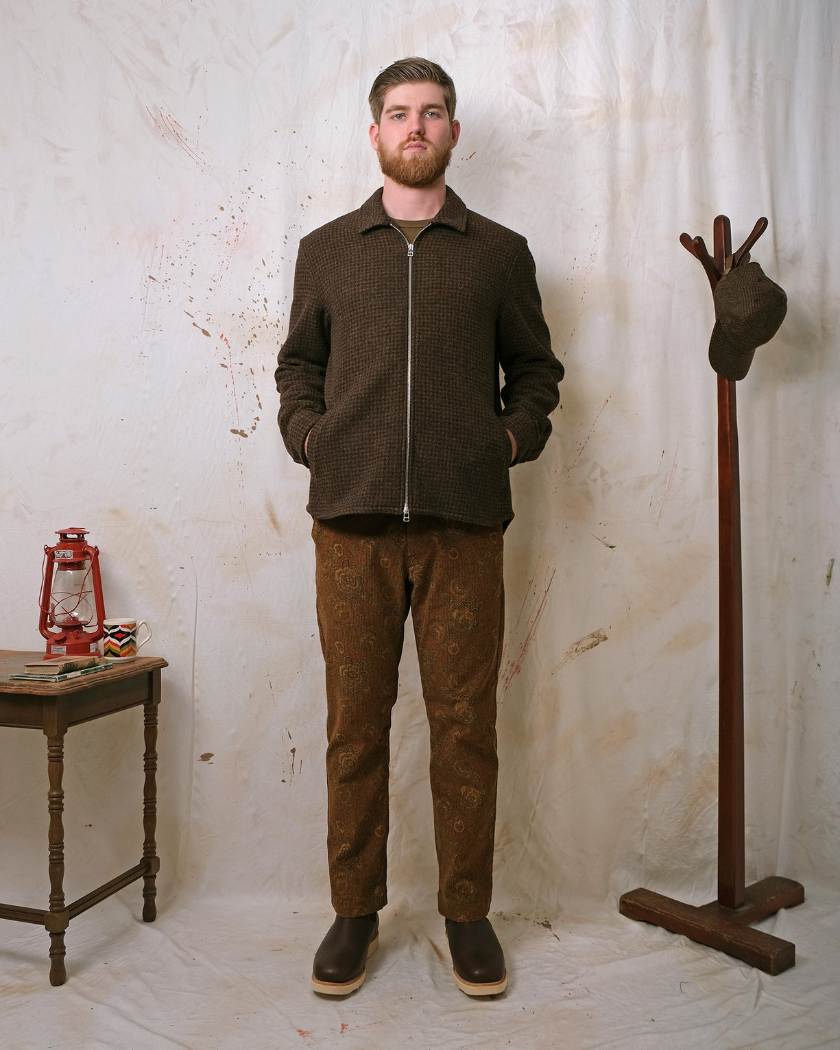 Outclass Houndstooth Zip Overshirt - Bronze-Men's Jackets-Brooklyn-Vancouver-Yaletown-Canada