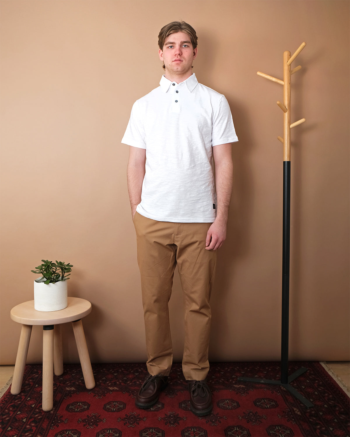 Outclass Slub S/S Polo - White-Men's T-Shirts-Brooklyn-Vancouver-Yaletown-Canada