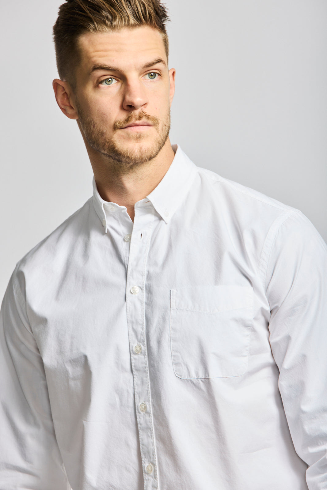 Easy Mondays Shirt Poplin - White-Men&#39;s Shirts-Brooklyn-Vancouver-Yaletown-Canada