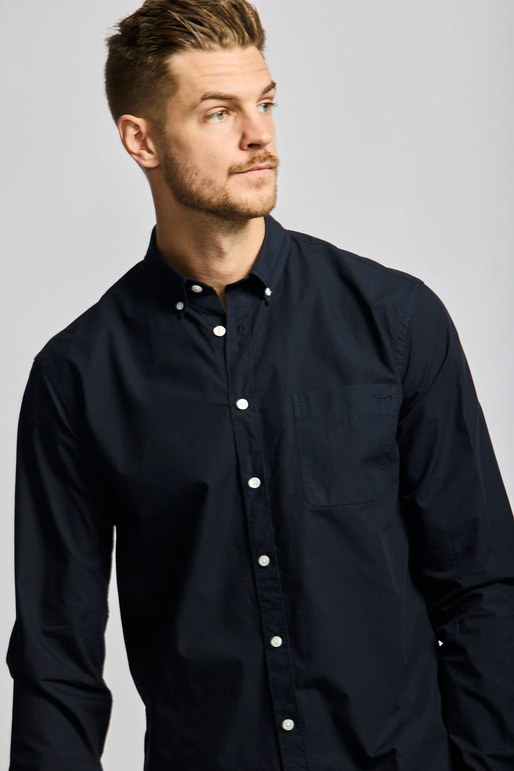 Easy Mondays Shirt Poplin - Navy-Men&#39;s Shirts-Brooklyn-Vancouver-Yaletown-Canada