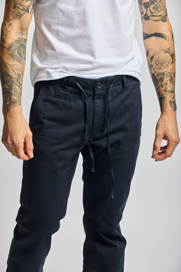 Easy Mondays Drawstring Chino - Navy-Men's Pants-Brooklyn-Vancouver-Yaletown-Canada