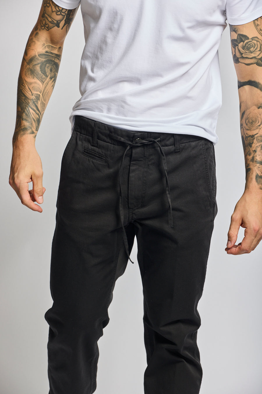 Easy Mondays Drawstring Chino Black-Men's Pants-Brooklyn-Vancouver-Yaletown-Canada