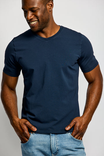 Easy Mondays T Shirt V Neck Navy-Men's T-Shirts-Brooklyn-Vancouver-Yaletown-Canada