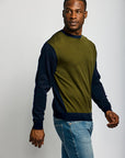 Easy Mondays Colour block sweater Army/Navy-Men's Sweaters-Brooklyn-Vancouver-Yaletown-Canada