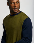 Easy Mondays Colour block sweater Army/Navy-Men's Sweaters-Brooklyn-Vancouver-Yaletown-Canada