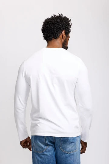 Easy Mondays Long Sleeve Crew Neck T-Shirt - White-Men's T-Shirts-Brooklyn-Vancouver-Yaletown-Canada