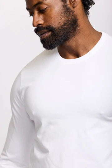 Easy Mondays Long Sleeve Crew Neck T-Shirt - White-Men's T-Shirts-Brooklyn-Vancouver-Yaletown-Canada