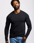 Easy Mondays Long Sleeve Crew Neck T-Shirt - Black-Men's T-Shirts-Brooklyn-Vancouver-Yaletown-Canada