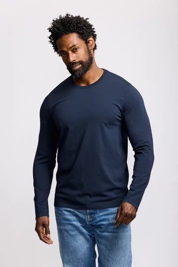 Easy Mondays Long Sleeve Crew Neck T-Shirt - Navy-Men's T-Shirts-Brooklyn-Vancouver-Yaletown-Canada