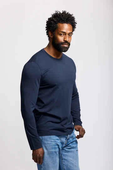 Easy Mondays Long Sleeve Crew Neck T-Shirt - Navy-Men's T-Shirts-Brooklyn-Vancouver-Yaletown-Canada