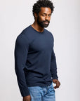 Easy Mondays Long Sleeve Crew Neck T-Shirt - Navy-Men's T-Shirts-Brooklyn-Vancouver-Yaletown-Canada