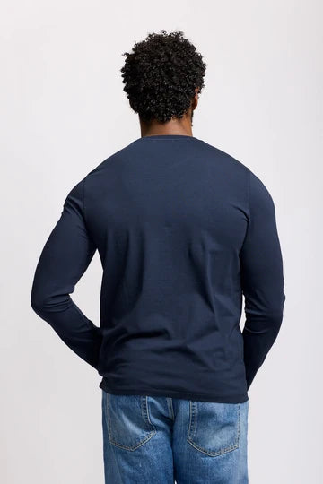 Easy Mondays Long Sleeve Crew Neck T-Shirt - Navy-Men's T-Shirts-Brooklyn-Vancouver-Yaletown-Canada