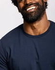 Easy Mondays Long Sleeve Crew Neck T-Shirt - Navy-Men's T-Shirts-Brooklyn-Vancouver-Yaletown-Canada