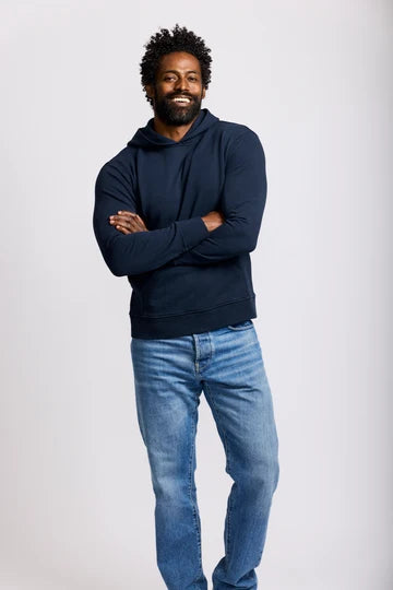 Easy Mondays Slub Cotton Pullover Hoodie - Navy