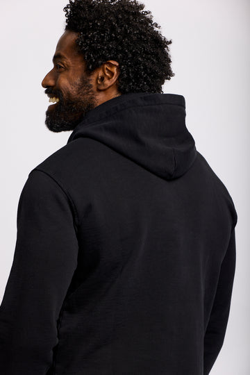 Easy Mondays Slub Cotton Pullover Hoodie - Black