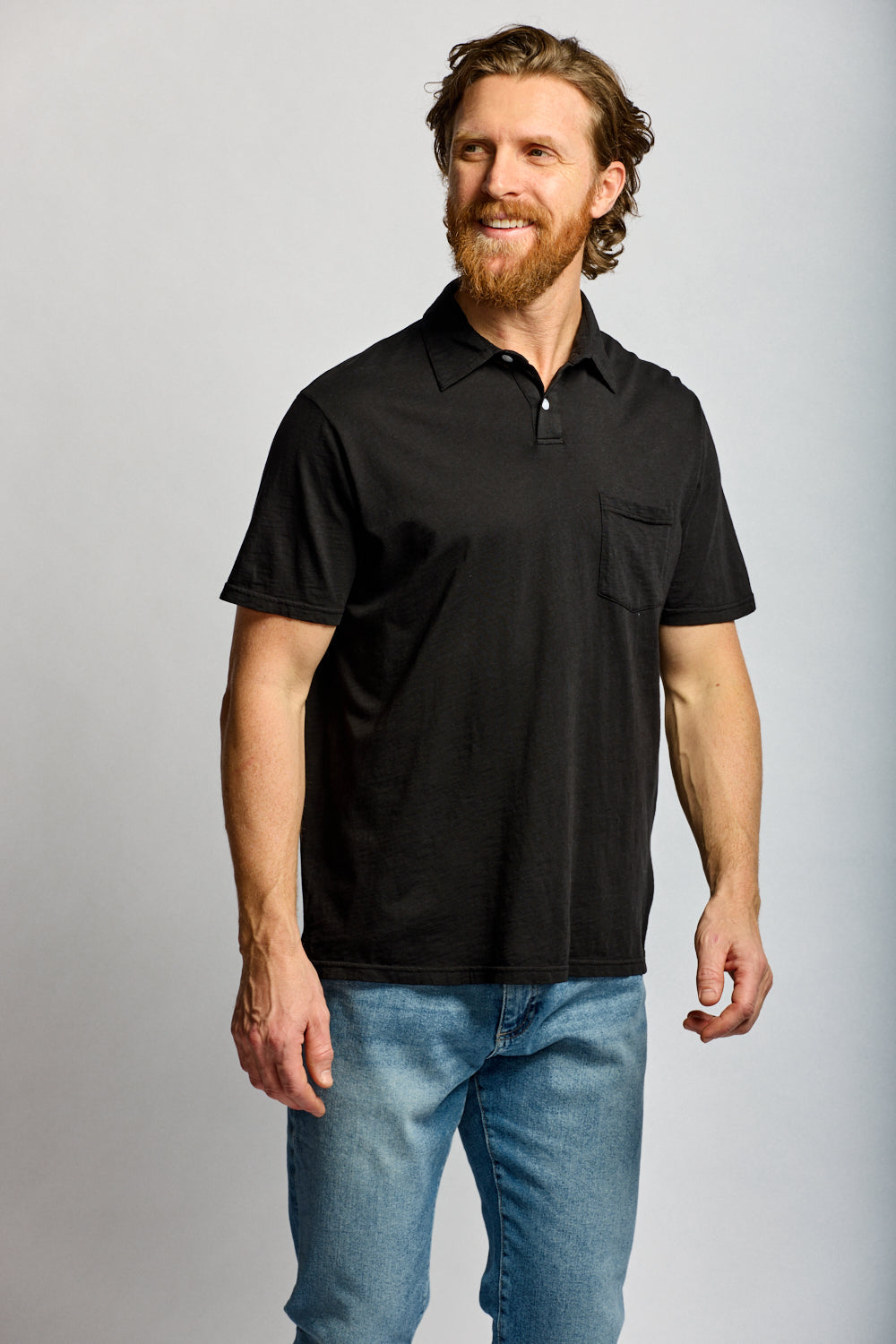 Easy Mondays Slub Cotton Polo Black-Men's T-Shirts-Brooklyn-Vancouver-Yaletown-Canada