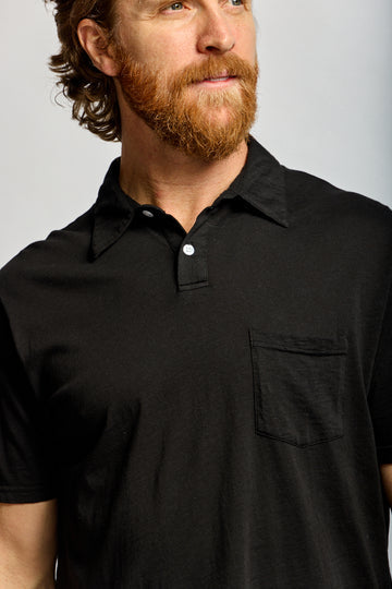 Easy Mondays Slub Cotton Polo Black-Men's T-Shirts-Brooklyn-Vancouver-Yaletown-Canada
