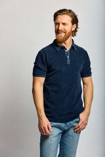 Easy Mondays Towel Terry Polo Navy-Men's T-Shirts-Brooklyn-Vancouver-Yaletown-Canada