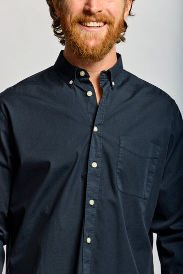 Easy Mondays Stretch Poplin Shirt Navy-Men's Shirts-Brooklyn-Vancouver-Yaletown-Canada
