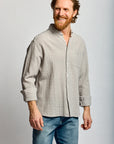 Easy Mondays Crinkle Button Down Stone-Men's Shirts-Brooklyn-Vancouver-Yaletown-Canada