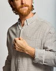 Easy Mondays Crinkle Button Down Stone-Men's Shirts-Brooklyn-Vancouver-Yaletown-Canada