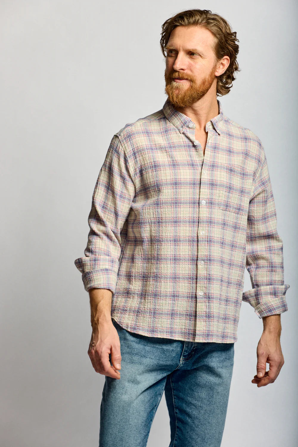 Easy Mondays Crinkle Button Down Carousel-Men's Shirts-Brooklyn-Vancouver-Yaletown-Canada