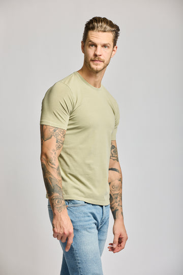 Easy Mondays Crew Neck Short Sleeve Cotton T-Shirt - Sage-Men's T-Shirts-Brooklyn-Vancouver-Yaletown-Canada