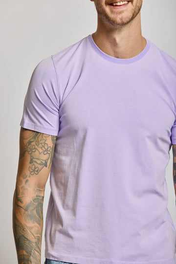 Easy Mondays Crew Neck Short Sleeve Cotton T-Shirt - Lilac-Men&#39;s T-Shirts-Brooklyn-Vancouver-Yaletown-Canada