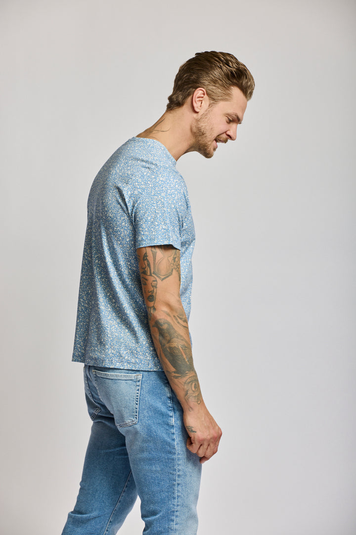 Easy Mondays Printed T-Shirt - Blue Floral-Men's T-Shirts-Brooklyn-Vancouver-Yaletown-Canada