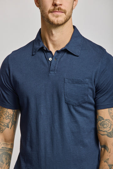 Easy Mondays Polo SS Slub T-Shirt - Navy-Men&#39;s T-Shirts-Brooklyn-Vancouver-Yaletown-Canada