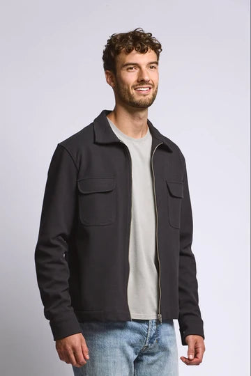 Easy Mondays Diagonal Zip Up Jacket - Black-Men's Jackets-Brooklyn-Vancouver-Yaletown-Canada