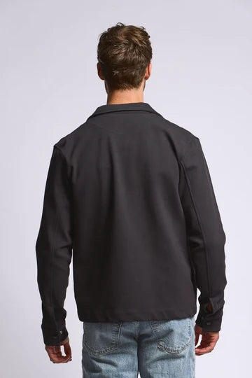 Easy Mondays Diagonal Zip Up Jacket - Black-Men's Jackets-Brooklyn-Vancouver-Yaletown-Canada