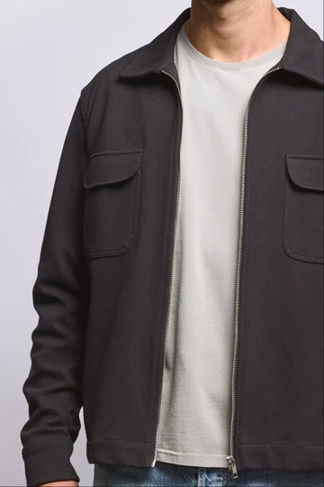 Easy Mondays Diagonal Zip Up Jacket - Black-Men's Jackets-Brooklyn-Vancouver-Yaletown-Canada