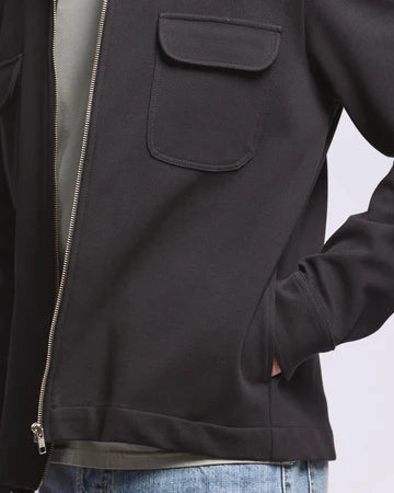 Easy Mondays Diagonal Zip Up Jacket - Black-Men's Jackets-Brooklyn-Vancouver-Yaletown-Canada