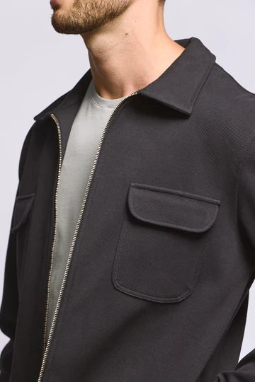 Easy Mondays Diagonal Zip Up Jacket - Black-Men's Jackets-Brooklyn-Vancouver-Yaletown-Canada