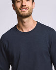 Easy Mondays Long Sleeve Slub Cotton T-Shirt - Navy-Men's T-Shirts-Brooklyn-Vancouver-Yaletown-Canada