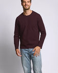 Easy Mondays Long Sleeve Slub Cotton T-Shirt - Oxblood-Men's T-Shirts-Brooklyn-Vancouver-Yaletown-Canada
