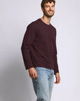 Easy Mondays Long Sleeve Slub Cotton T-Shirt - Oxblood-Men's T-Shirts-Brooklyn-Vancouver-Yaletown-Canada